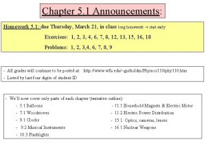 Chapter 5 1 Announcements Homework 5 1 due