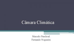 Cmara Climtica Marcelo Paschoal Fernando Nogueira Introduo A