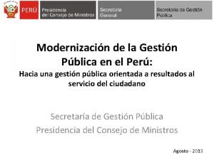 Modernizacin de la Gestin Pblica en el Per