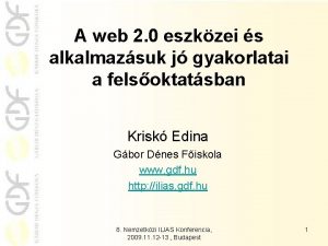 A web 2 0 eszkzei s alkalmazsuk j