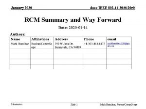 January 2020 doc IEEE 802 11 200120 r