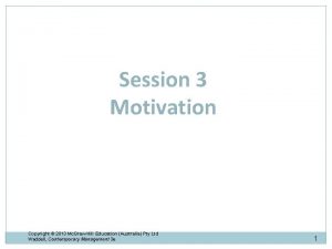 Session 3 Motivation Copyright 2013 Mc GrawHill Education