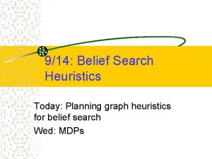 914 Belief Search Heuristics Today Planning graph heuristics