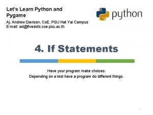 Lets Learn Python and Pygame Aj Andrew Davison