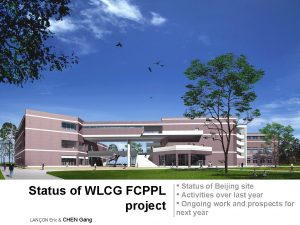 Status of WLCG FCPPL project LANON Eric CHEN