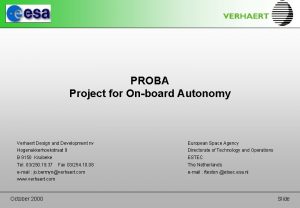 PROBA Project for Onboard Autonomy Verhaert Design and