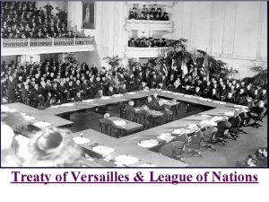 Treaty of Versailles League of Nations The world