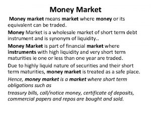 Cblo money market instrument Cblo money market instrument