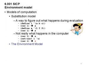 6 001 SICP Environment model Models of computation