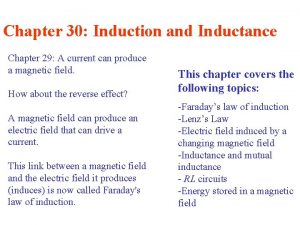 Chapter 30 Induction and Inductance Chapter 29 A