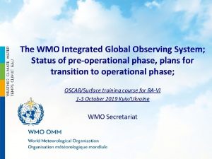 The WMO Integrated Global Observing System Status of