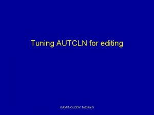 Tuning AUTCLN for editing GAMITGLOBK Tutorial 5 Autcln