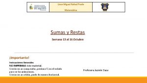 Liceo Miguel Rafael Prado Matemtica Sumas y Restas