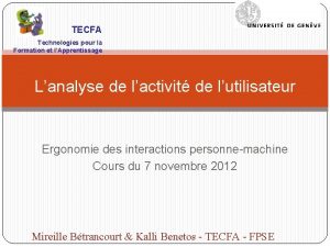 TECFA Technologies pour la Formation et lApprentissage Lanalyse