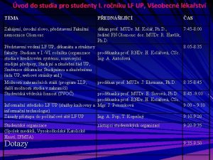 vod do studia pro studenty I ronku LF