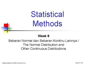 Statistical Methods Week 6 Sebaran Normal dan Sebaran