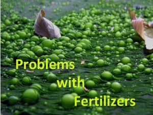 Problems with Fertilizers Problems with Synthetic Fertilizer Water