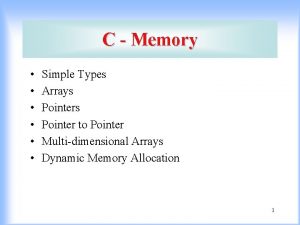 C Memory Simple Types Arrays Pointer to Pointer