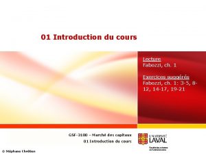 01 Introduction du cours Lecture Fabozzi ch 1