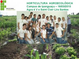 HORTICULTURA AGROECOLGICA Campus de Ipanguau 16032010 Agro 4