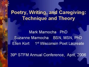 Poetry Writing and Caregiving Technique and Theory Mark
