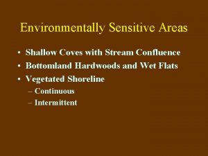 Environmentally Sensitive Areas Shallow Coves with Stream Confluence