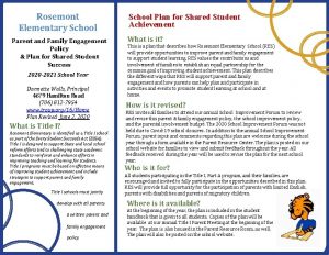 Rosemont Elementary School Parent and Family Engagement Policy