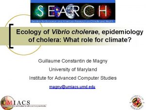 Ecology of Vibrio cholerae epidemiology of cholera What