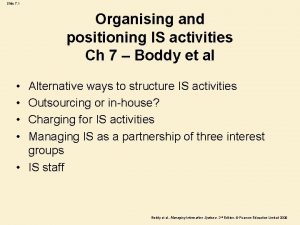 Slide 7 1 Organising and positioning IS activities