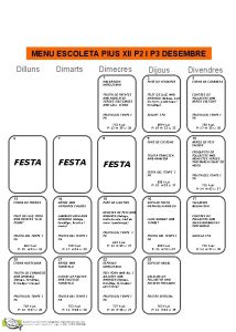 MENU ESCOLETA PIUS XII P 2 I P