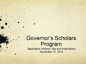 Governor's scholars program application