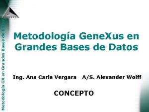 Metodologa GX en Grandes Bases de Datos Metodologa