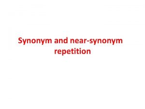 Synonym and nearsynonym repetition semantic repetition Arabic frequently