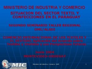 MINISTERIO DE INDUSTRIA Y COMERCIO SITUACION DEL SECTOR