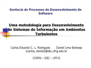 Gerncia de Processos de Desenvolvimento de Software Uma