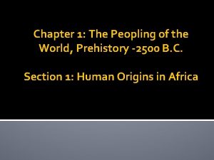 Chapter 1 The Peopling of the World Prehistory