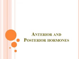 ANTERIOR AND POSTERIOR HORMONES OBJECTIVE Classification of Hormones