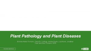 Plant Pathology and Plant Diseases Anne Marte Tronsmo