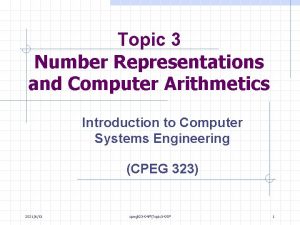 Topic 3 Number Representations and Computer Arithmetics Introduction