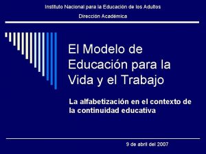 Instituto Nacional para la Educacin de los Adultos