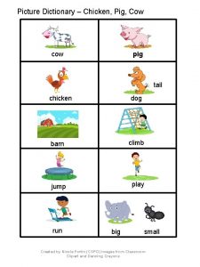 Picture Dictionary Chicken Pig Cow pig cow tail