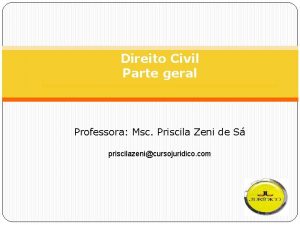 Direito Civil Parte geral Professora Msc Priscila Zeni