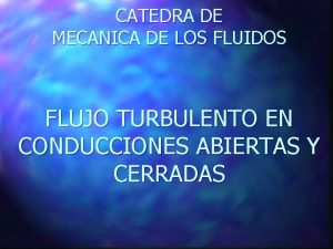 CATEDRA DE MECANICA DE LOS FLUIDOS FLUJO TURBULENTO