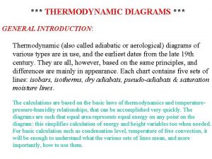 THERMODYNAMIC DIAGRAMS GENERAL INTRODUCTION Thermodynamic also called adiabatic