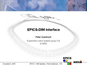 EPICSDIM Interface Peter Zumbruch Experiment control systems group