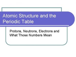 Atomic Structure and the Periodic Table Protons Neutrons