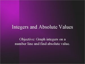 Integers and Absolute Values Objective Graph integers on