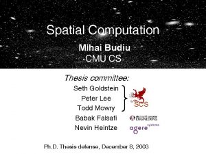 Spatial Computation Mihai Budiu CMU CS Thesis committee