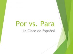 Por vs Para La Clase de Espaol Por