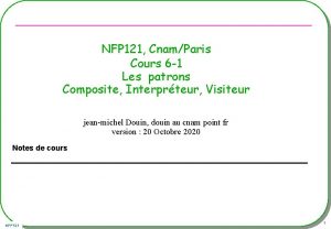 NFP 121 CnamParis Cours 6 1 Les patrons
